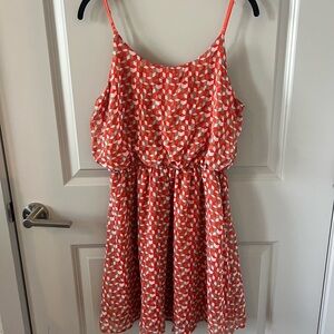Stylish Red/Orange and White Flowy Dress